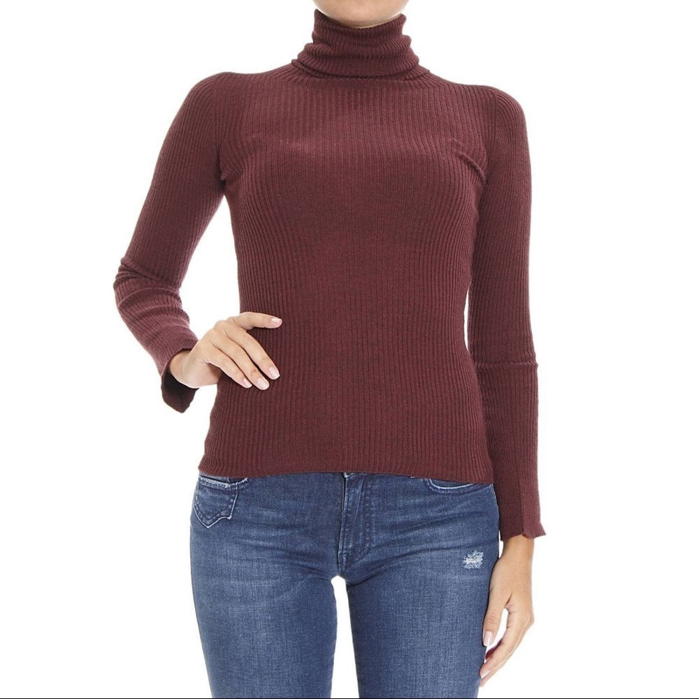 Pinko Burgundy Wool Cashmere Turtleneck Sweater (SW1)